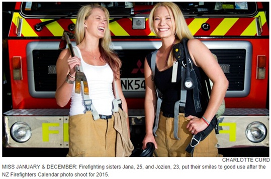 新西兰消防员做慈善:男的晒肌肉,女的露身材